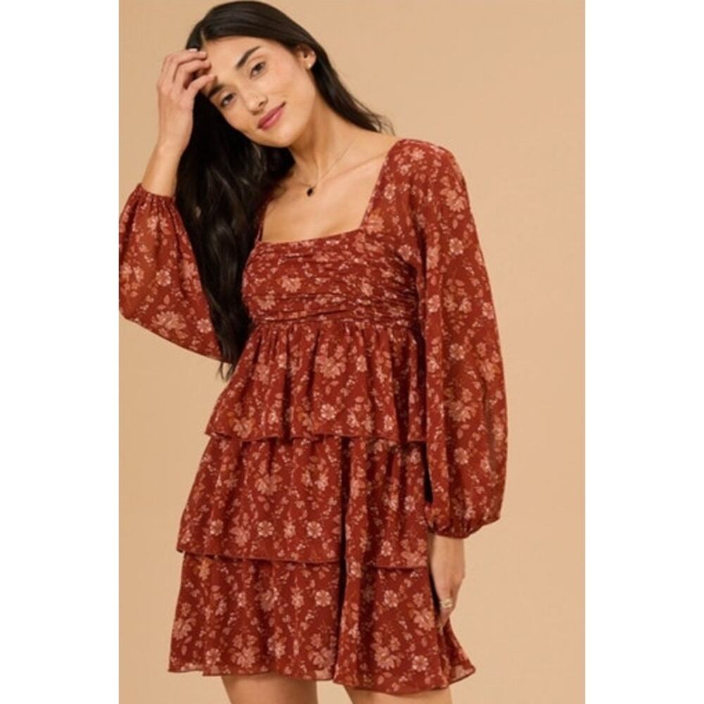 Altar’d State Floral Long Sleeve Layered Dress Size S Small NWT Multicolor - Picture 7 of 7